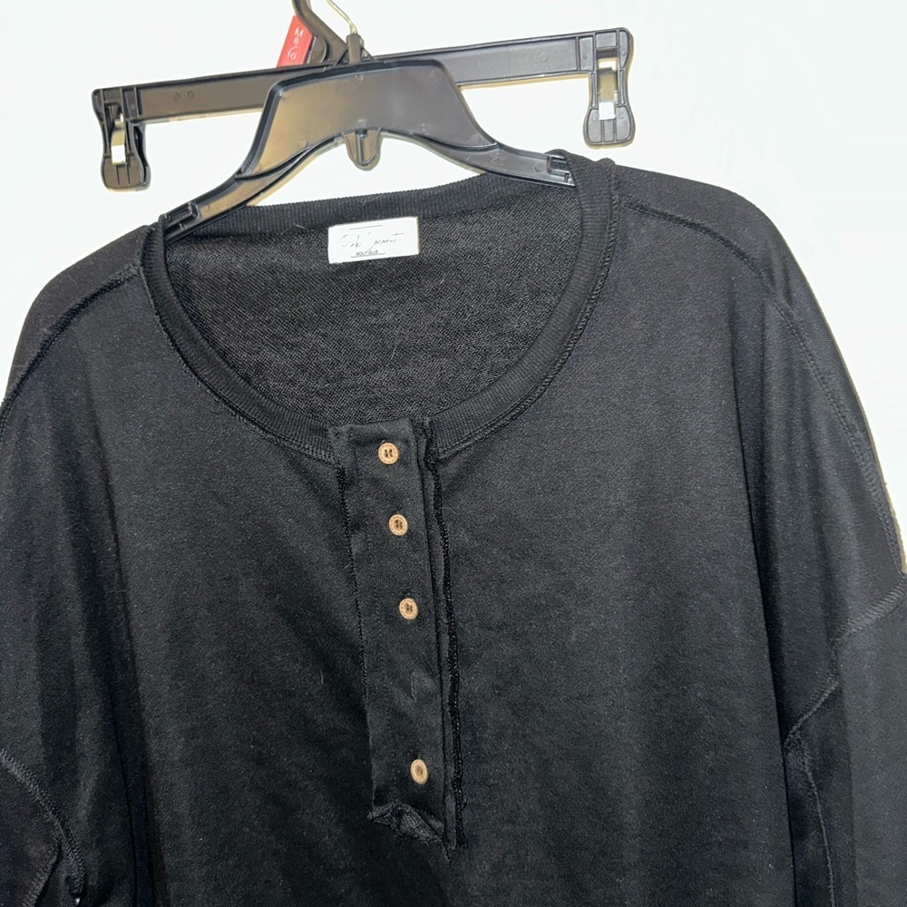 Black Button-Up Women's Top - Picture 2 of 3